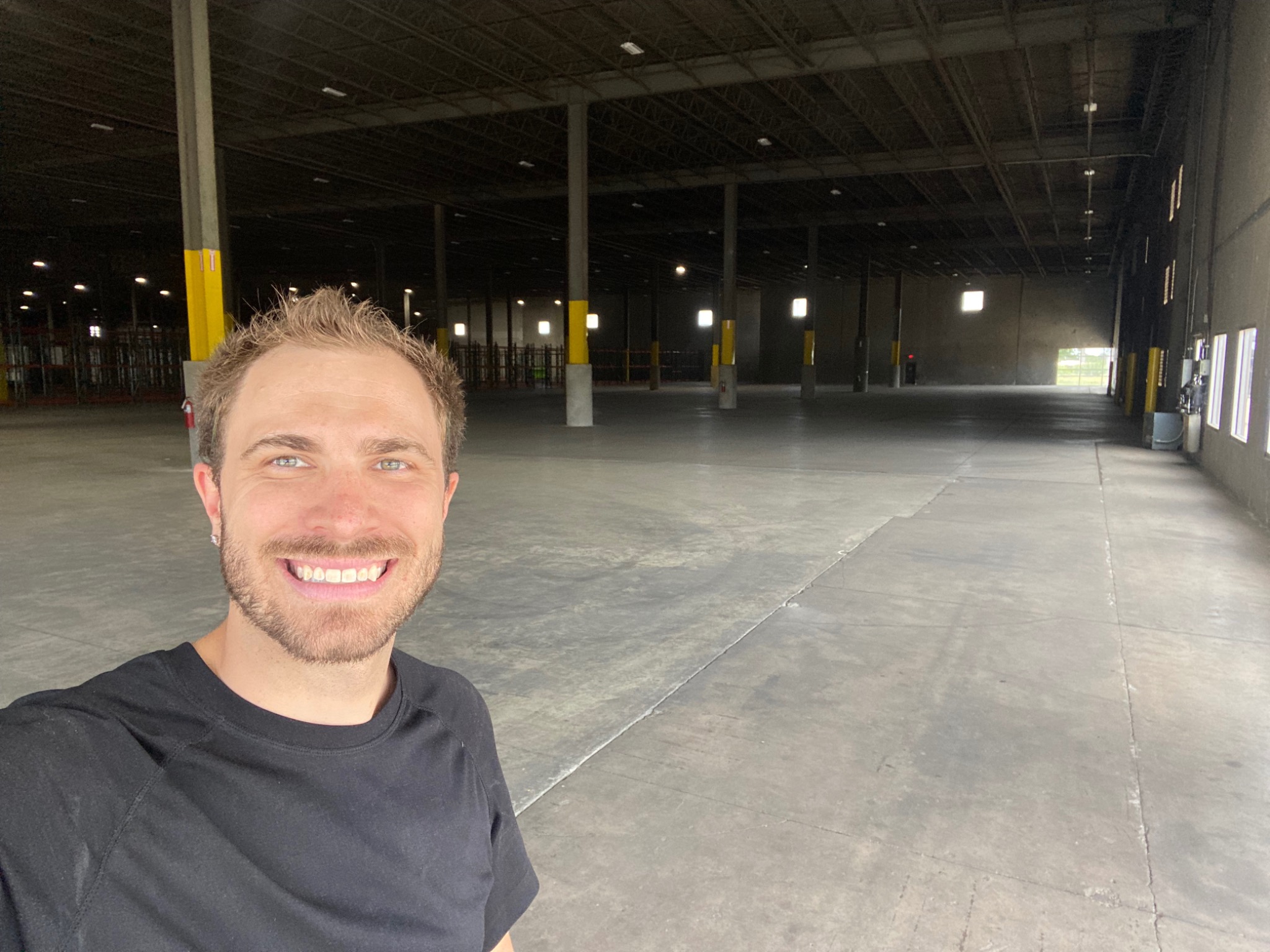 Nathan Ottrock in a Texas warehouse